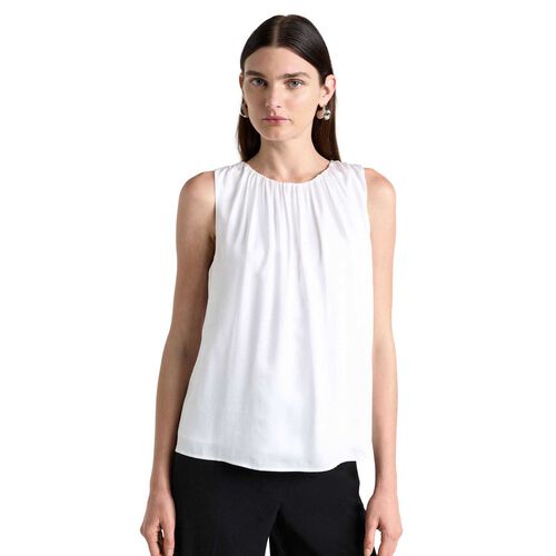 Cue Satin Gathered Neck Top